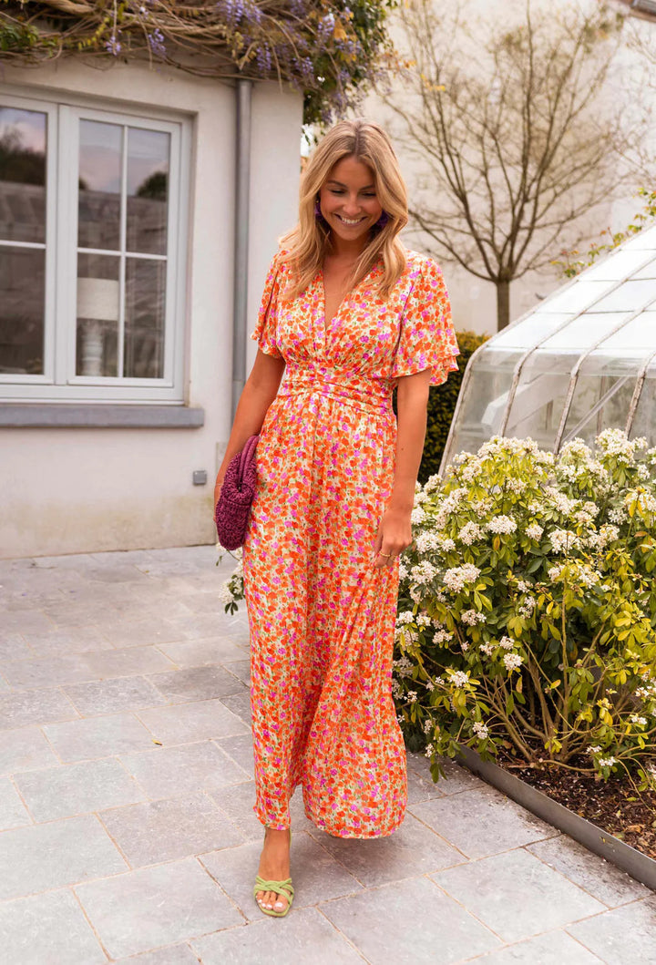 Sampaio – Rochie Elegantă Cu Decolteu în V și Imprimeu Floral