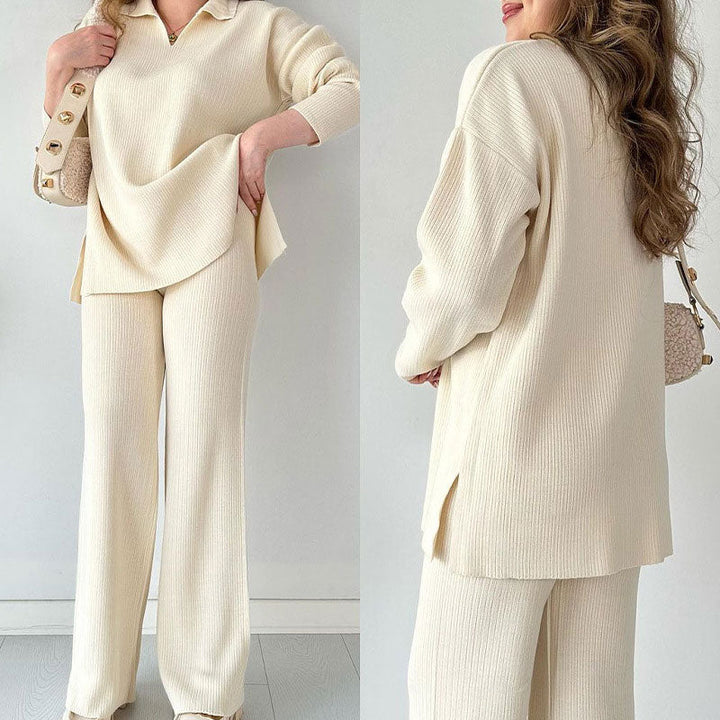 Alyana – Set de Două Piese Din Tricot cu Nervuri Pentru Relaxare