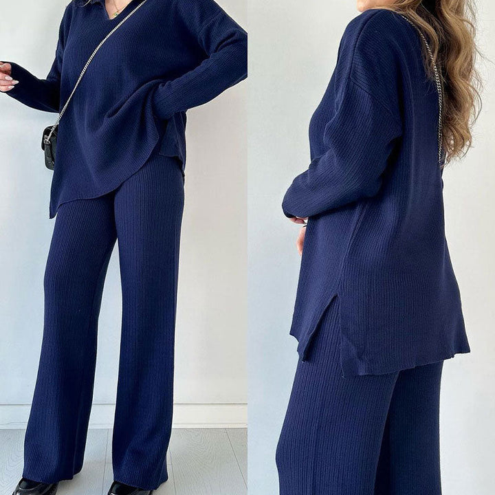 Alyana – Set de Două Piese Din Tricot cu Nervuri Pentru Relaxare