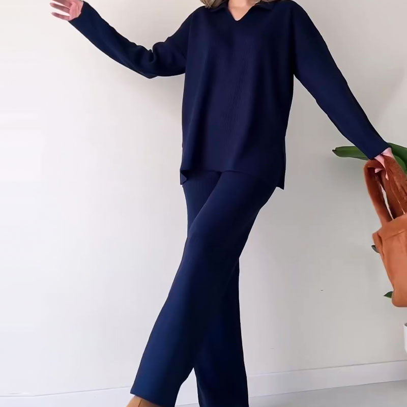 Alyana – Set de Două Piese Din Tricot cu Nervuri Pentru Relaxare
