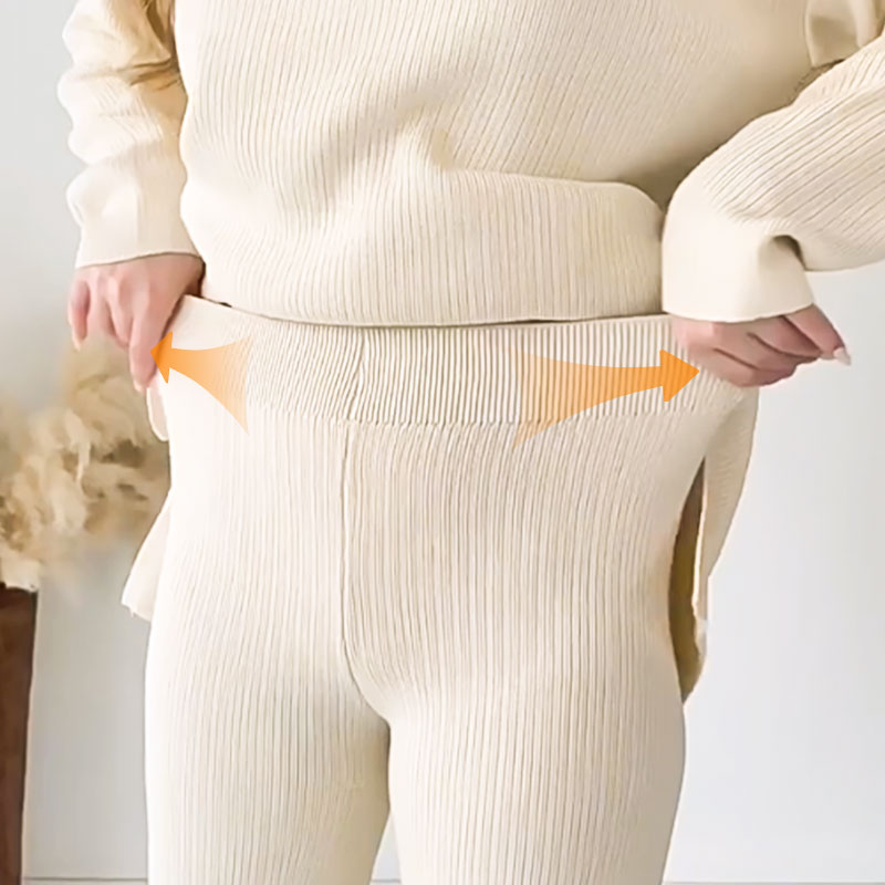 Alyana – Set de Două Piese Din Tricot cu Nervuri Pentru Relaxare