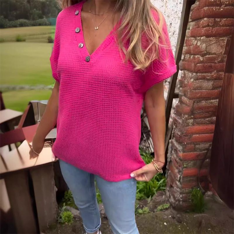 Lindse - Top Elegant cu Mâneci Scurte și Decolteu în V