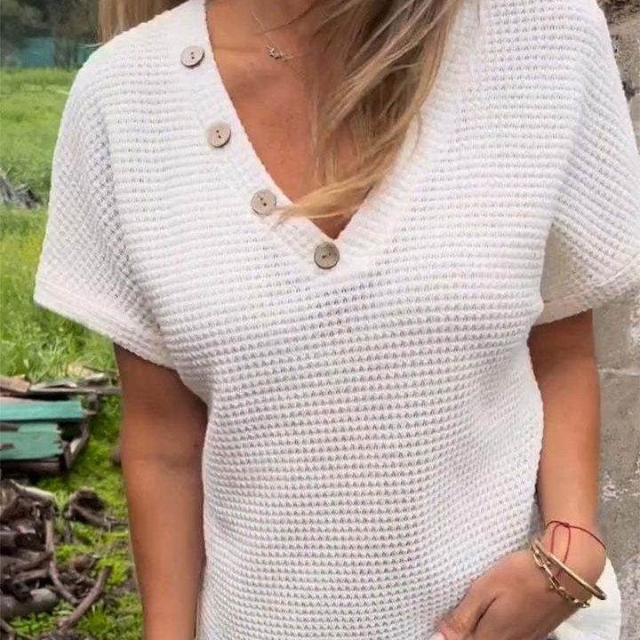 Lindse - Top Elegant cu Mâneci Scurte și Decolteu în V