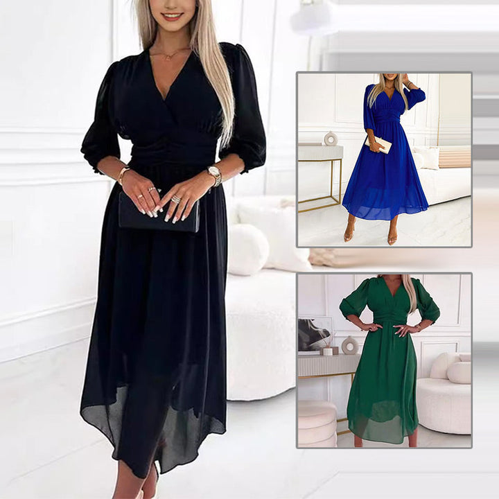 Svana - Rochie Ușoară din Sifon cu Decolteu în V