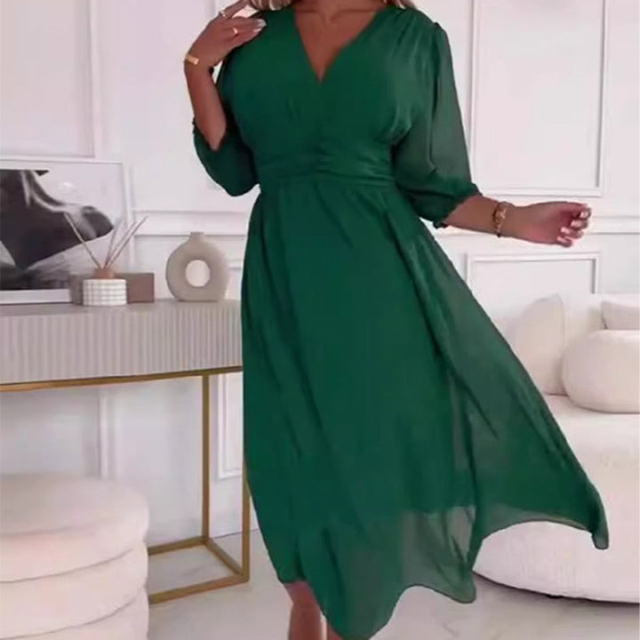 Svana - Rochie Ușoară din Sifon cu Decolteu în V