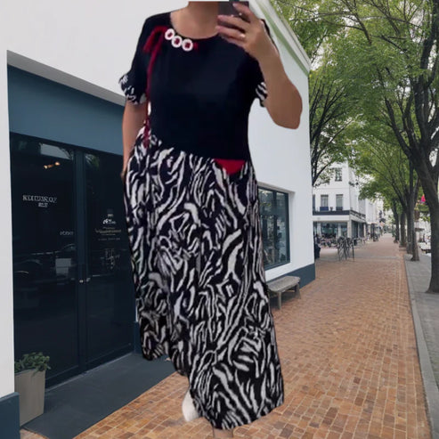 Zahara - Rochie Casual în Stil Patchwork