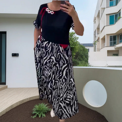 Zahara - Rochie Casual în Stil Patchwork