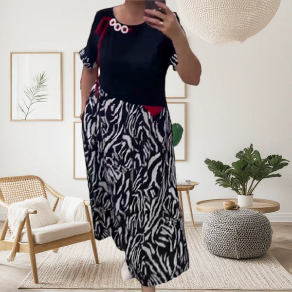 Zahara - Rochie Casual în Stil Patchwork