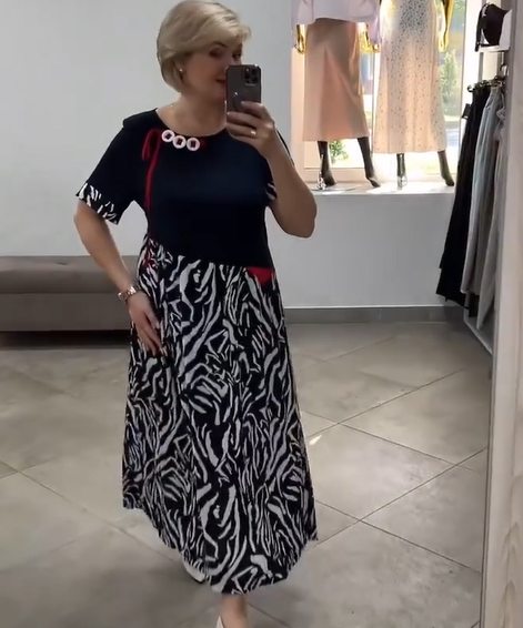 Zahara - Rochie Casual în Stil Patchwork