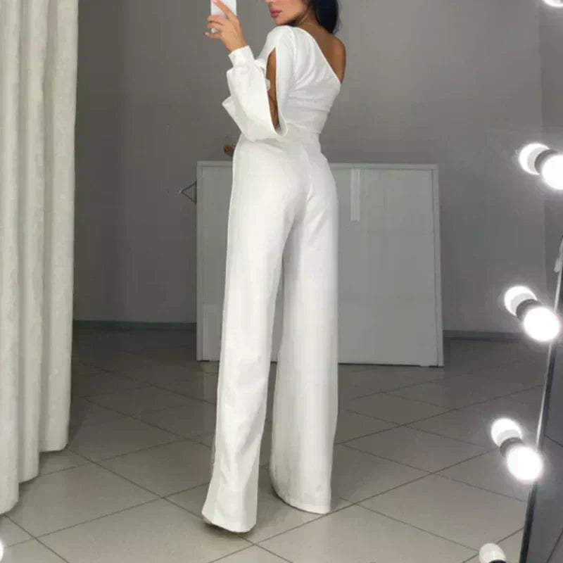 Azlina - Salopetă Cu Un Umăr Si Croi Evazat