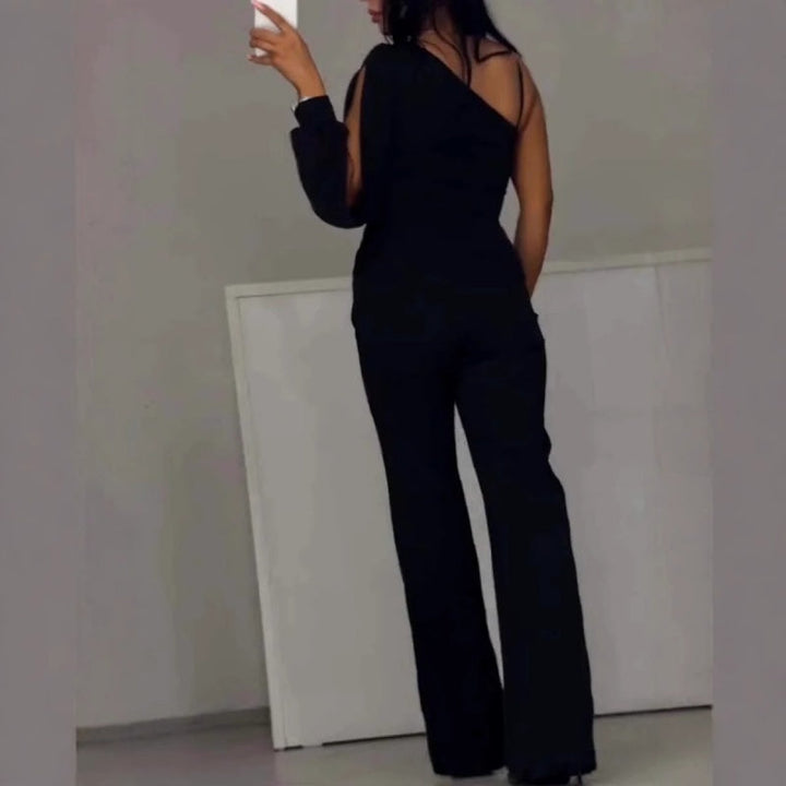 Azlina - Salopetă Cu Un Umăr Si Croi Evazat