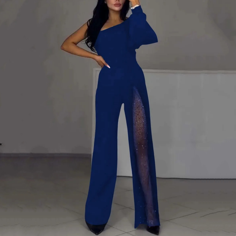 Azlina - Salopetă Cu Un Umăr Si Croi Evazat