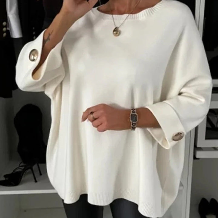 Zelinda - Bluză Casual Cu Guler Rotund și Mâneci Lungi