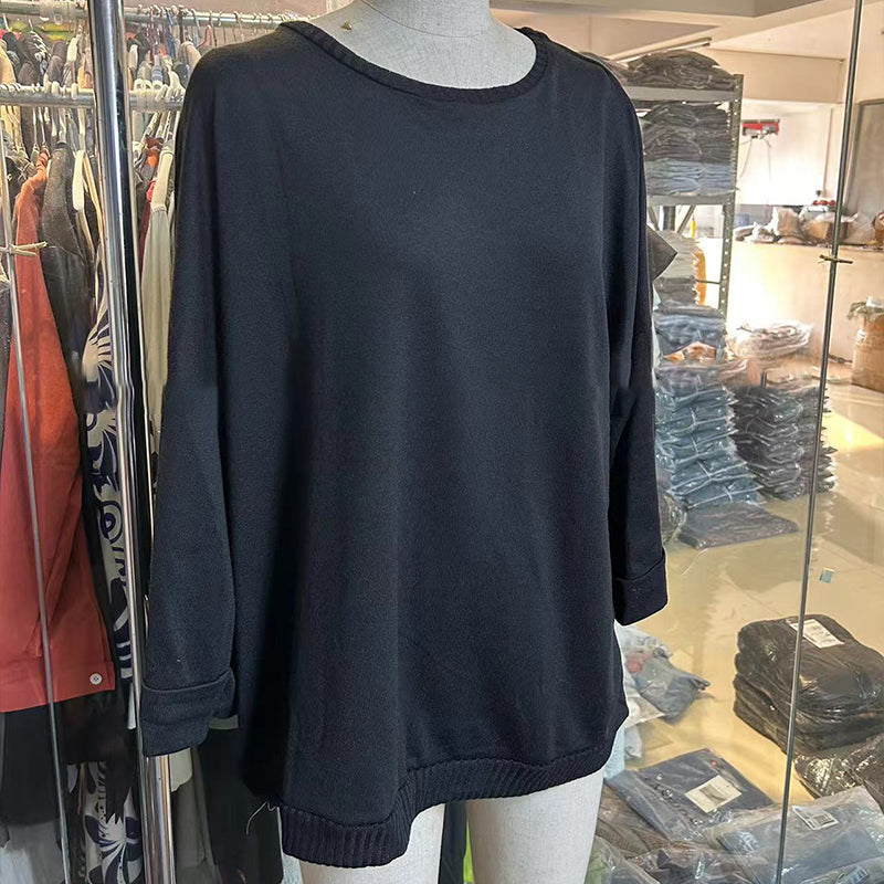 Zelinda - Bluză Casual Cu Guler Rotund și Mâneci Lungi