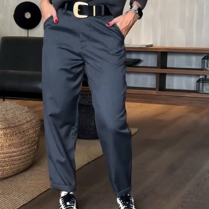 Asuman - Pantaloni Casual Drepți Cu Talie înaltă
