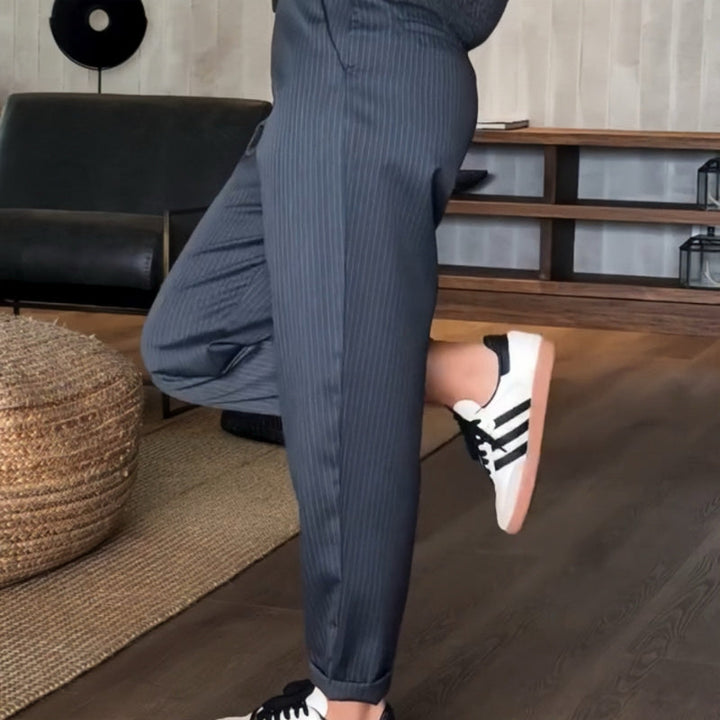 Asuman - Pantaloni Casual Drepți Cu Talie înaltă