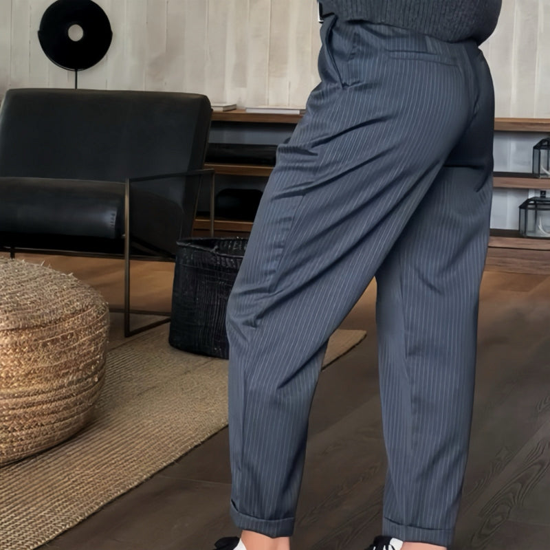 Asuman - Pantaloni Casual Drepți Cu Talie înaltă