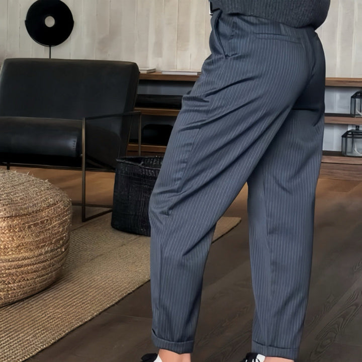 Asuman - Pantaloni Casual Drepți Cu Talie înaltă