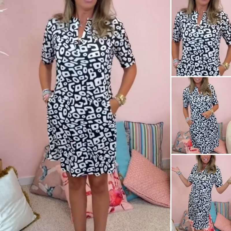 Aluna - Rochie Mini Casual Cu Imprimeu Geometric