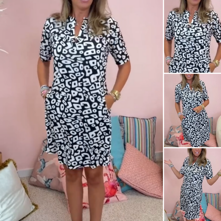 Aluna - Rochie Mini Casual Cu Imprimeu Geometric