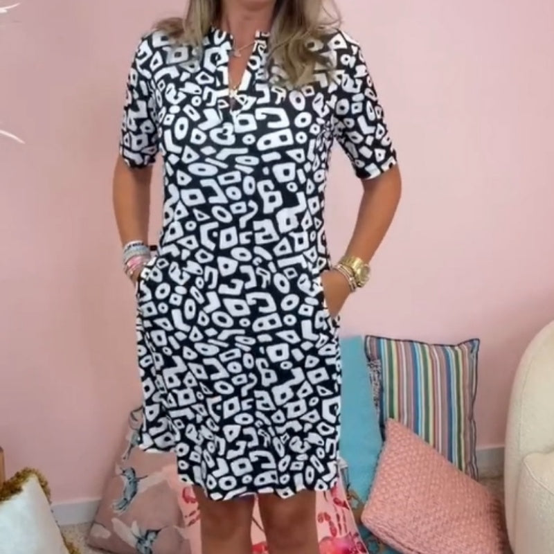 Aluna - Rochie Mini Casual Cu Imprimeu Geometric