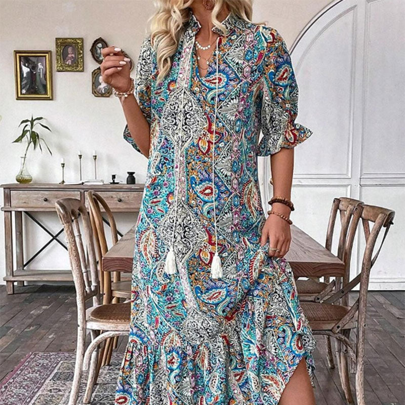 Aniy - Rochie de Vară cu Imprimeu Floral și Decolteu în V