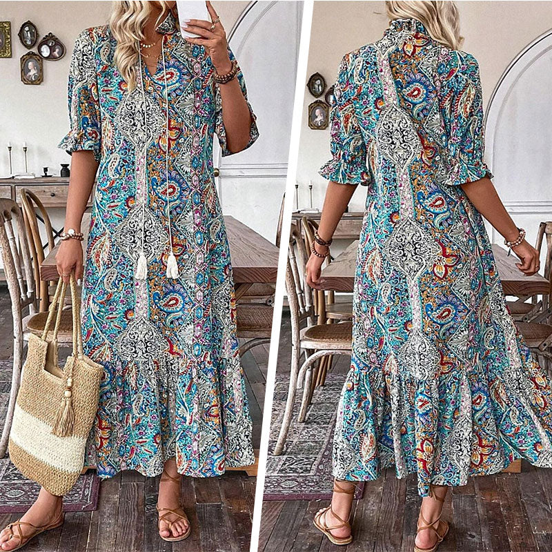 Aniy - Rochie de Vară cu Imprimeu Floral și Decolteu în V