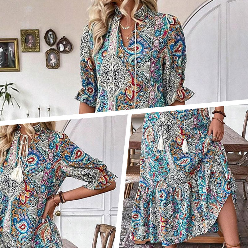 Aniy - Rochie de Vară cu Imprimeu Floral și Decolteu în V