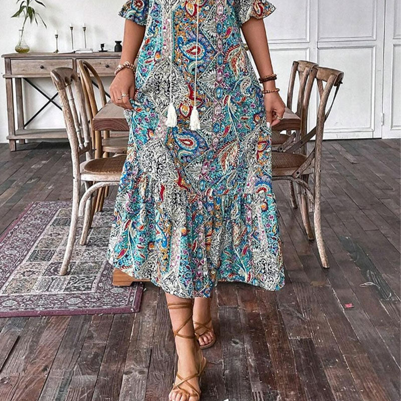 Aniy - Rochie de Vară cu Imprimeu Floral și Decolteu în V