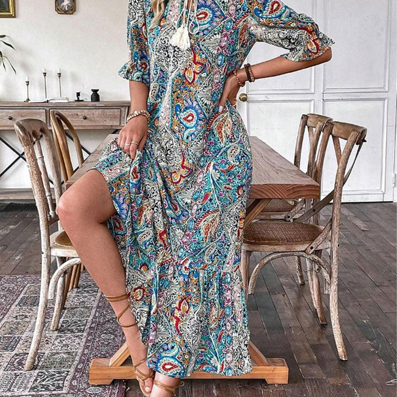 Aniy - Rochie de Vară cu Imprimeu Floral și Decolteu în V