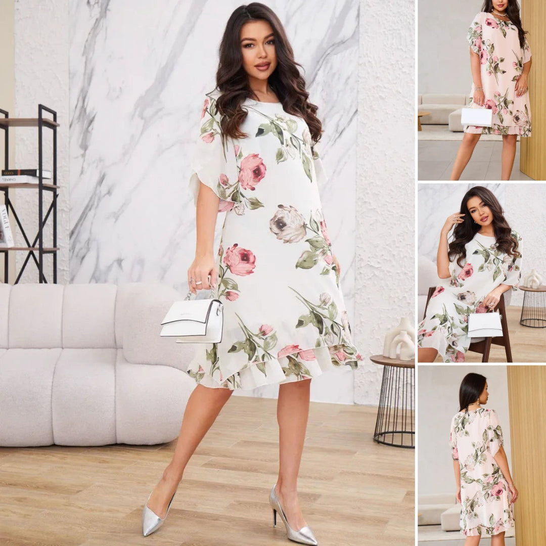 Merita - Rochie Elegantă Din Sifon Cu Petale