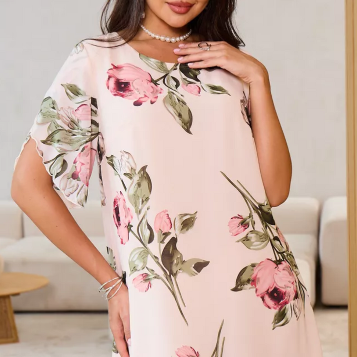 Merita - Rochie Elegantă Din Sifon Cu Petale
