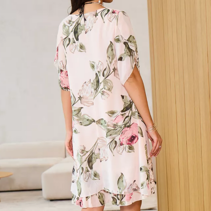 Merita - Rochie Elegantă Din Sifon Cu Petale