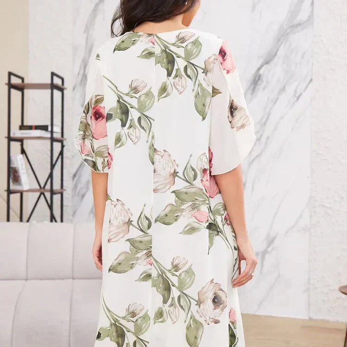 Merita - Rochie Elegantă Din Sifon Cu Petale