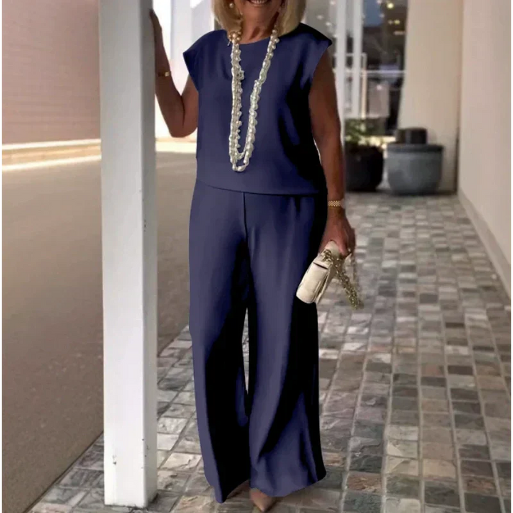 Danelia - Set Compus din Top Fără Mâneci și Pantaloni Din Bumbac și in