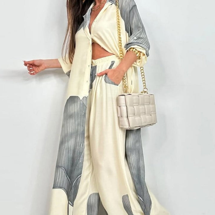 Dionicia - Cămașă Elegantă cu Nasturi și Pantaloni cu Snur