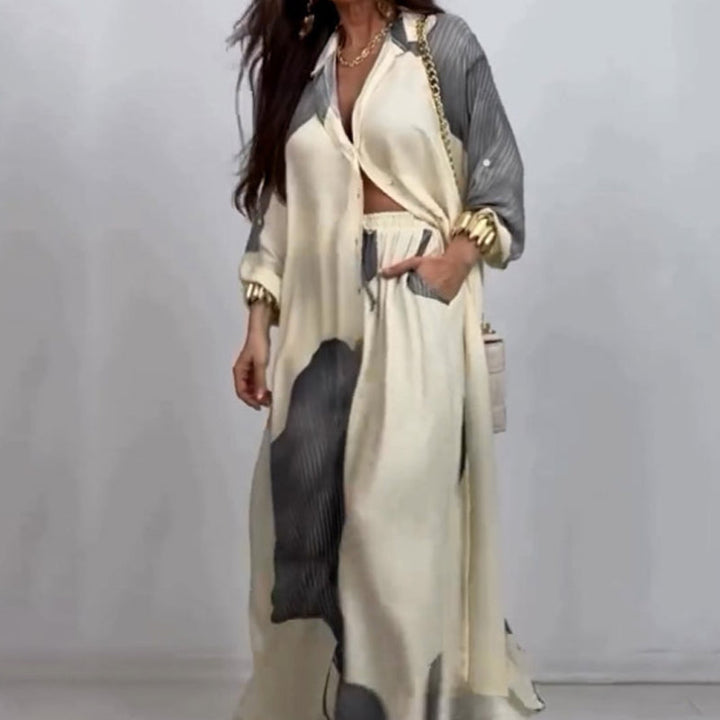 Dionicia - Cămașă Elegantă cu Nasturi și Pantaloni cu Snur