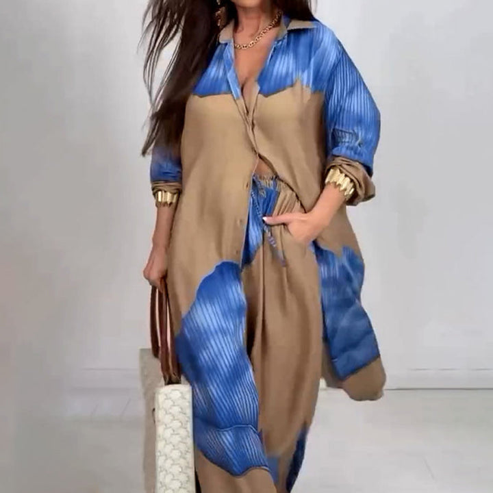 Dionicia - Cămașă Elegantă cu Nasturi și Pantaloni cu Snur