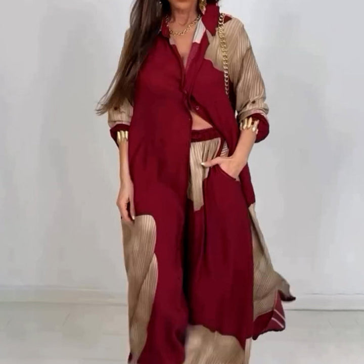 Dionicia - Cămașă Elegantă cu Nasturi și Pantaloni cu Snur