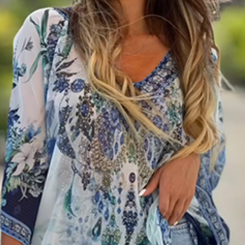Joleena - Rochie Asimetrică, Largă, Cu Decolteu în V