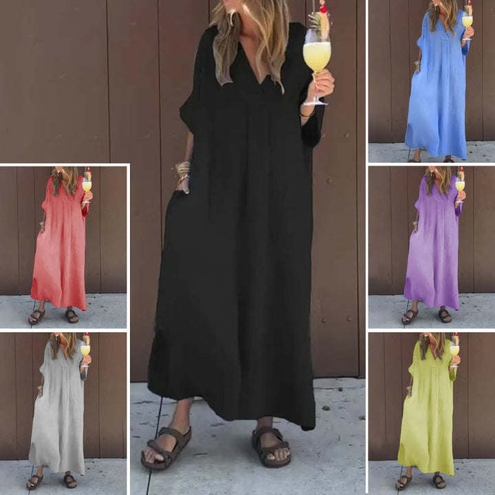 Arantxa - Rochie Maxi Cu Decolteu în V și Eleganță