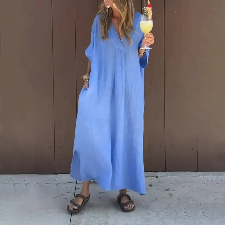 Arantxa - Rochie Maxi Cu Decolteu în V și Eleganță