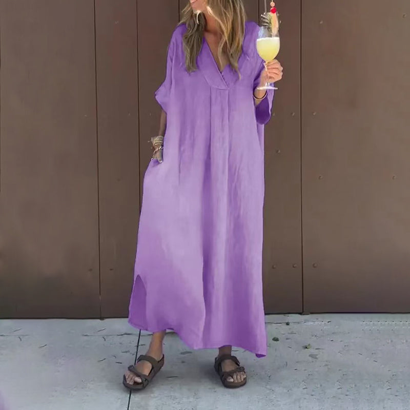 Arantxa - Rochie Maxi Cu Decolteu în V și Eleganță