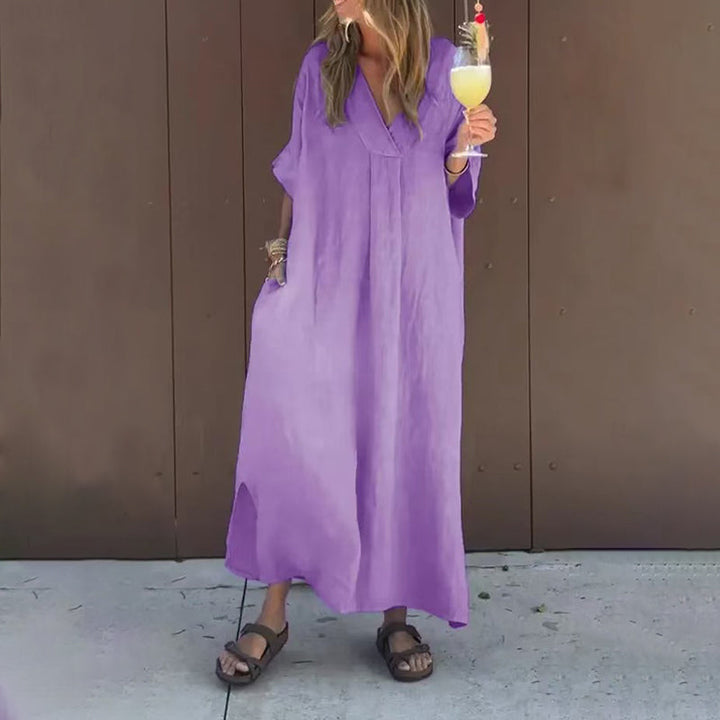 Arantxa - Rochie Maxi Cu Decolteu în V și Eleganță