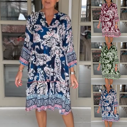 Viloura - Rochie cu Imprimeu Floral și Decolteu în V