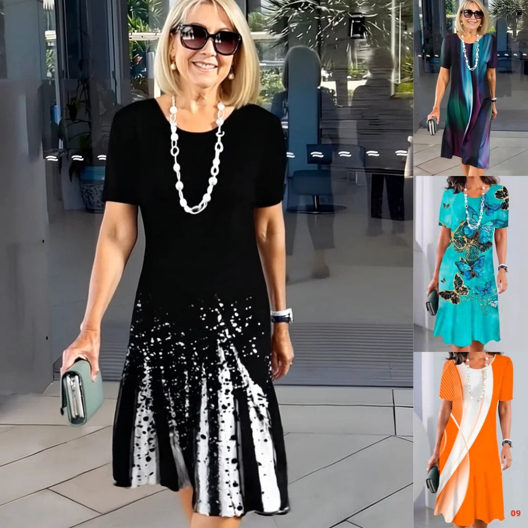 Lourah – Rochie Midi Plisată Cu Imprimeu