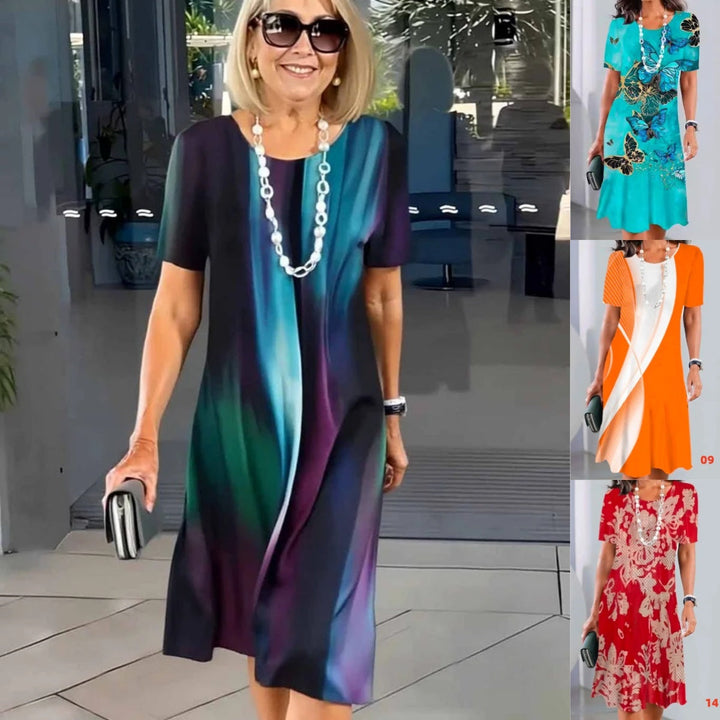 Lourah – Rochie Midi Plisată Cu Imprimeu