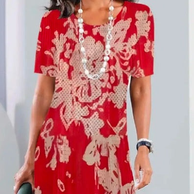 Lourah – Rochie Midi Plisată Cu Imprimeu