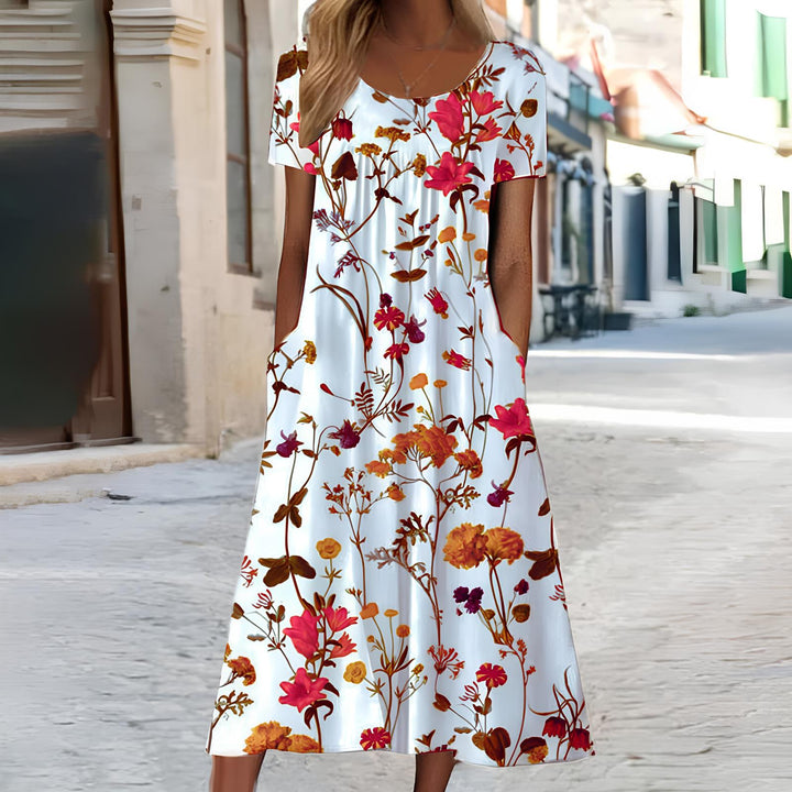 Ndatipo - Rochie Vaporoasă cu Imprimeu Floral Delicat