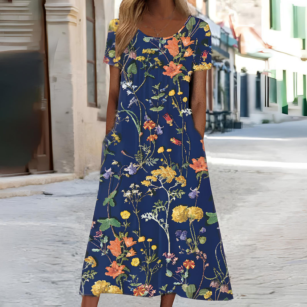 Ndatipo - Rochie Vaporoasă cu Imprimeu Floral Delicat